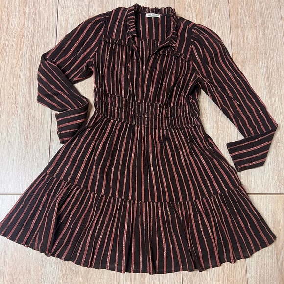 Ulla Johnson Rosalind Metallic Striped Mini Dress - Picture 2 of 7